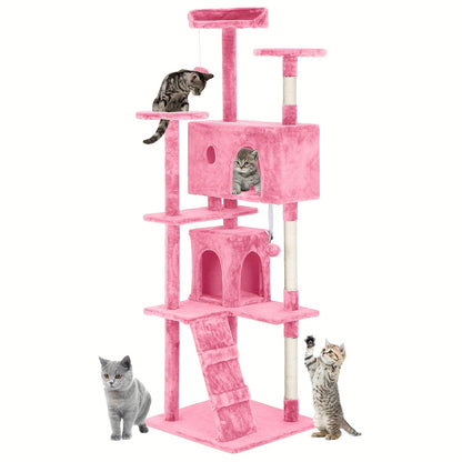 Cat Tree Tower Multi-Layer with Scratching Post, Perch Platforms & Cat Apartments – Tall Cat Climbing Frame for Indoor Cats, Space-Saving Design, Heights 36–80 Inch, 6 Colors