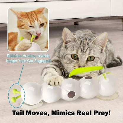 Automatic Caterpillar Cat Toy Interactive Electric Teaser for Indoor Cats - Self-Moving Worm Chasing Toy Stimulates Hunting Instincts Keeps Cats Active & Entertained
