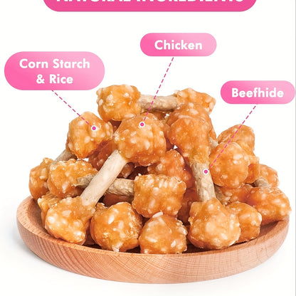 Chicken Dog Training Treats Dumbbell Shape – Natural High Protein Reward Snacks for Small Medium Large Dogs, Rice & Chicken Flavor, Long-Lasting Chew