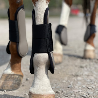 Horse Boots Set of 4 – Open Front Tendon & Fetlock Leg Protection Boots, PU Neoprene Splint Boots for Training, Racing, Riding & Jumping, Full, COB & Pony Sizes, 10 Colors