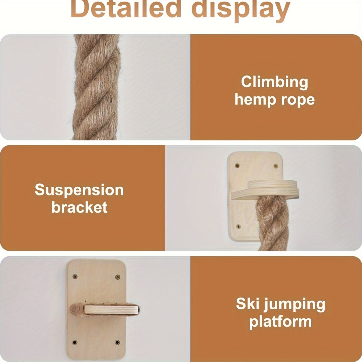 1.5M/60In Jute Rope Jump Platform Wall Punch Type Set, Cat Climbing Rope, Deluxe Wall-Mounted Cat Scratching Post Cat Scratching Posts Wall-Mounted Cat Tree with Climbing Rope, Large Ladder, And Resting Platform - Provides Endless Fun