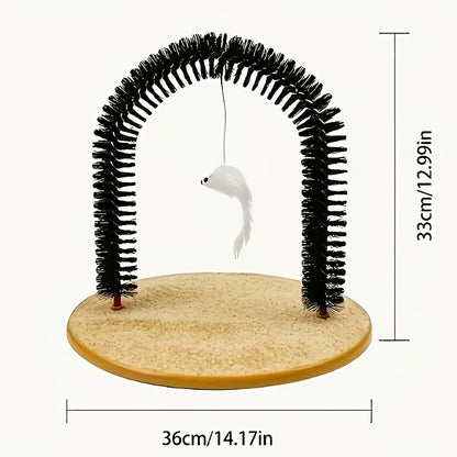 Cat Arch Self-Grooming Toy with Massage Bristles – Interactive Scratch & Groom Station for Cats and Kittens, Stimulating Rubbing Arch, Stress Relief & Hair Removal