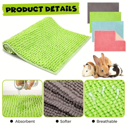 Guinea Pig Cage Liner 8 Pack Reusable Washable Bedding Mat 16x12 Inch, Absorbent Small Animal Cage Pad for Guinea Pig Rabbit Hamster, Training Pad Sleeping Mat in Gray Green Pink Blue