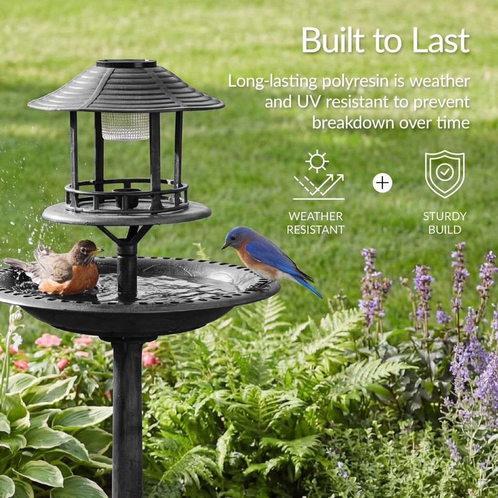 Solar Lighted Pedestal Bird Bath product image 4