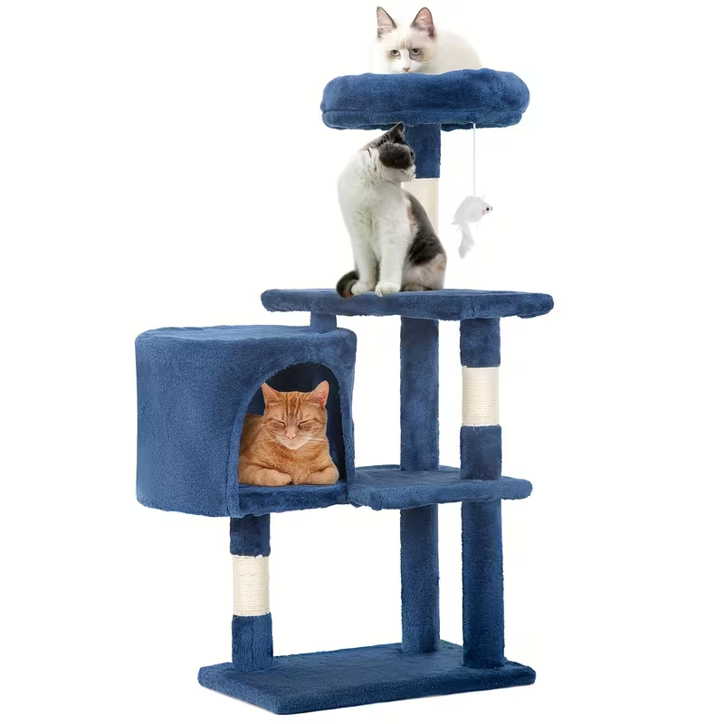 Cat Tree Tower Multi-Layer with Scratching Post, Perch Platforms & Cat Apartments – Tall Cat Climbing Frame for Indoor Cats, Space-Saving Design, Heights 36–80 Inch, 6 Colors