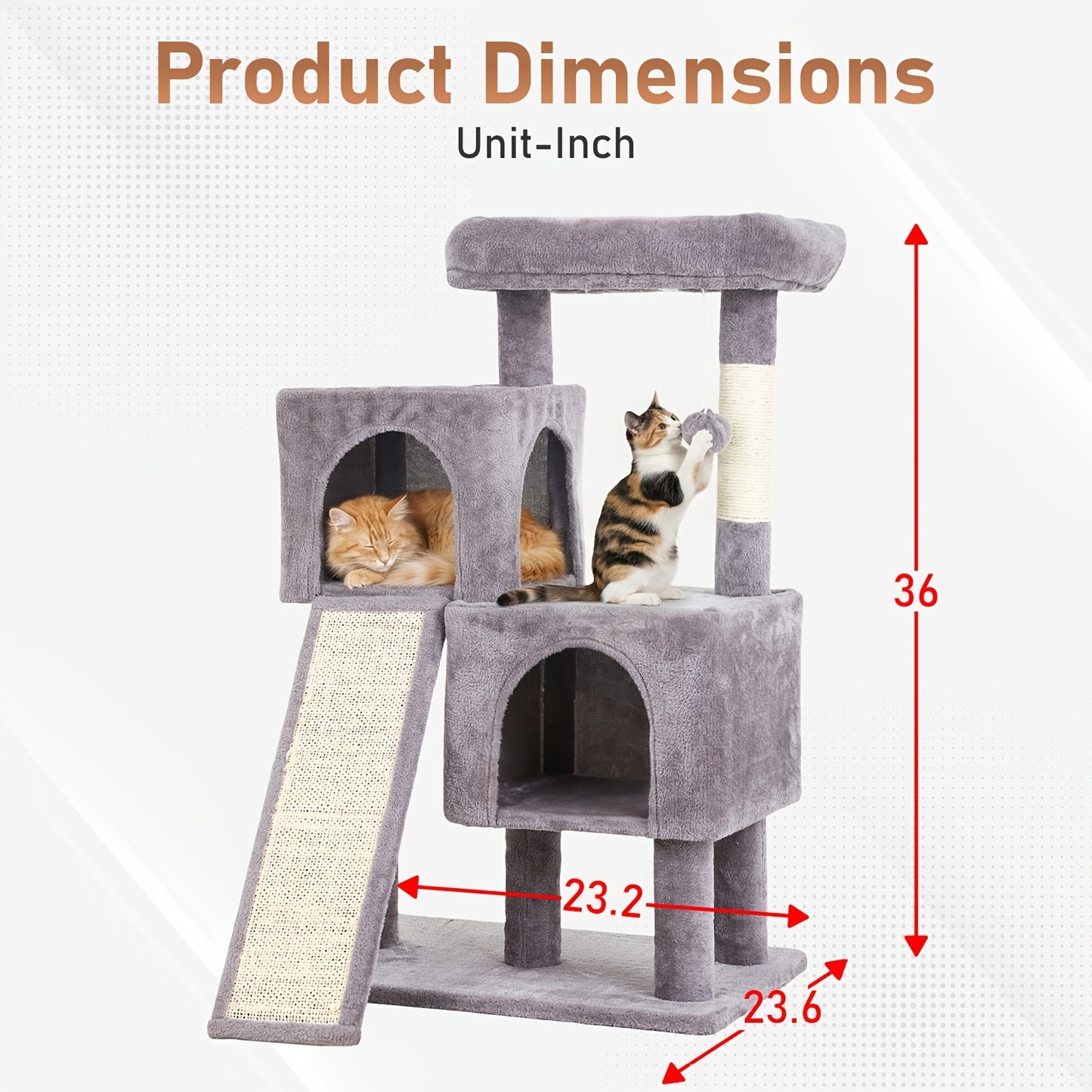 Cat Tree Tower Multi-Layer with Scratching Post, Perch Platforms & Cat Apartments – Tall Cat Climbing Frame for Indoor Cats, Space-Saving Design, Heights 36–80 Inch, 6 Colors