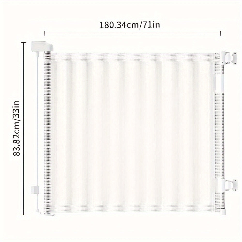 Retractable Baby Gate & Mesh Dog Gate - Extends 55" to 197" Wide, Child Safety Gate for Doorways Stairs Hallways, Indoor & Outdoor Use, Black / White / Gray, 6 Size Options