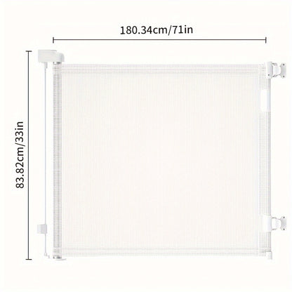 Retractable Baby Gate & Mesh Dog Gate - Extends 55" to 197" Wide, Child Safety Gate for Doorways Stairs Hallways, Indoor & Outdoor Use, Black / White / Gray, 6 Size Options