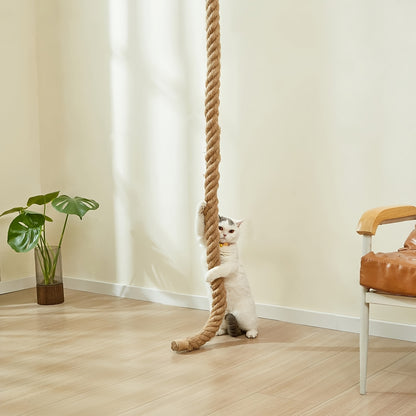 Wall-Mounted Cat Scratching Post with Climbing Rope Jute Rope Jump Platform Resting Perch Large Ladder Cat Tree Activity Center Space-Saving 1.5M 60in