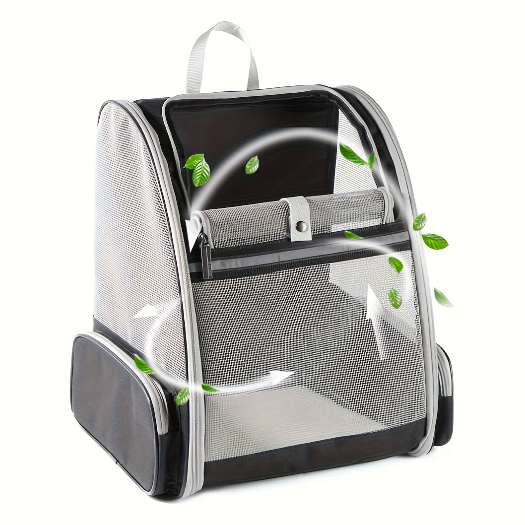 Pet Carrier Backpack for Cats and Dogs, Breathable Mesh Ventilation Transparent Window Foldable Travel Bag with Chest Buckle Removable Mat, Fits Pets Up to 18 lbs for Hiking Outdoor Travel