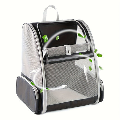 Pet Carrier Backpack for Cats and Dogs, Breathable Mesh Ventilation Transparent Window Foldable Travel Bag with Chest Buckle Removable Mat, Fits Pets Up to 18 lbs for Hiking Outdoor Travel