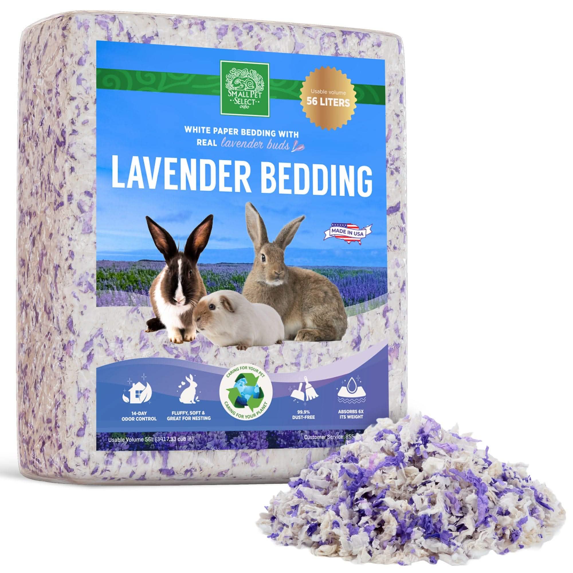 Lavender Paper Small Pet Bedding 56L