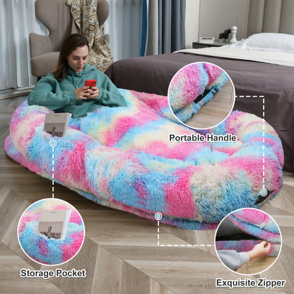 Human Dog Bed Extra Large - 70x44x11 Inch Washable Faux Fur Orthopedic Dog Bed for People & Pets, Non-Slip Giant Dog Bed with Removable Cover, Napping Lounger for Adults & Dogs in Multiple Colors