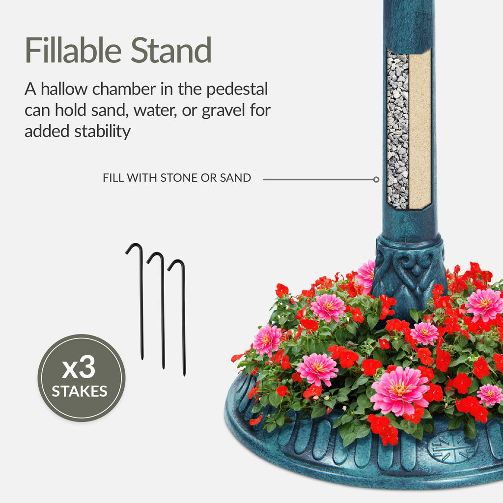 Solar Lighted Pedestal Bird Bath product image 34