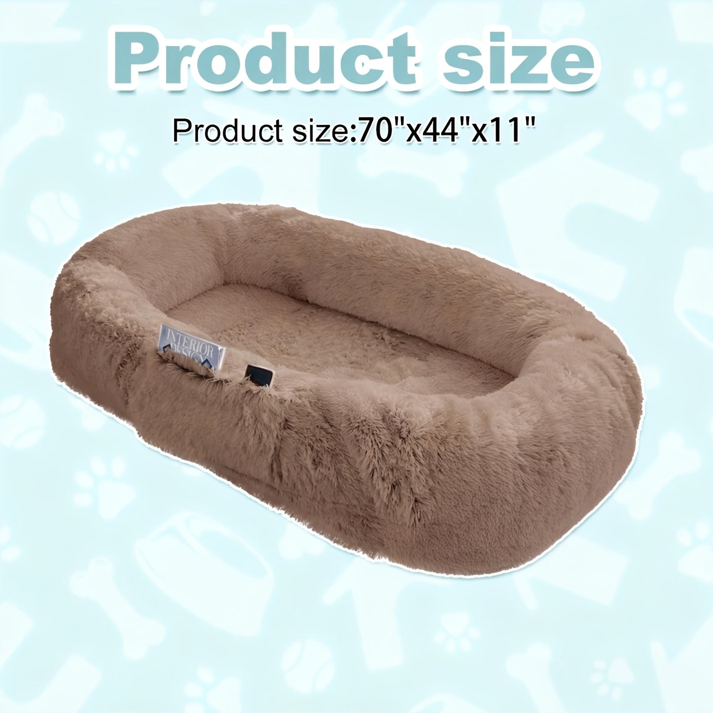 Human Dog Bed Extra Large - 70x44x11 Inch Washable Faux Fur Orthopedic Dog Bed for People & Pets, Non-Slip Giant Dog Bed with Removable Cover, Napping Lounger for Adults & Dogs in Multiple Colors