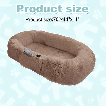 Human Dog Bed Extra Large - 70x44x11 Inch Washable Faux Fur Orthopedic Dog Bed for People & Pets, Non-Slip Giant Dog Bed with Removable Cover, Napping Lounger for Adults & Dogs in Multiple Colors