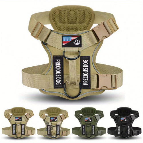 Reflective No-Pull Dog Harness with Patches – Adjustable Soft Mesh Vest Harness for Small, Medium & Large Dogs | S, M, L, XL