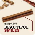 An image with Bully Stick in the center and different Bully chews in the background which reads, 'Supports beautiful smiles.'