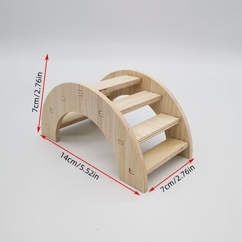Hamster Cage Accessories 6-Piece Wooden Set - Running Wheel, Villa House, Swing, Nesting House for Hamsters Guinea Pigs Gerbils - Natural Wood Small Animal Habitat Enrichment Toys & Cage Supplies