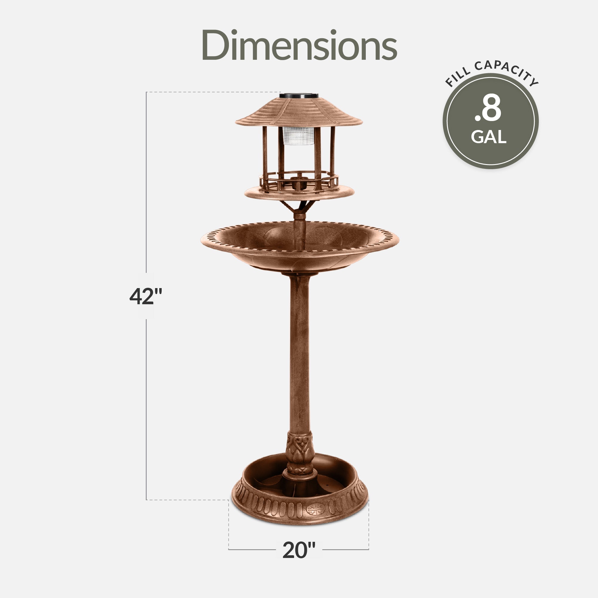 Solar Lighted Pedestal Bird Bath product image 16