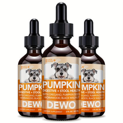 Pet Gut Wellness Drops with Black Walnut & Pumpkin Seed - Digestive Supplement for Dogs & Cats, Flora Balance, Intestinal Cleanliness & Overall Vitality, Natural Formula, 2 fl oz