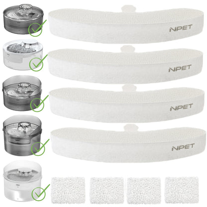 NPET DF10 Pet Water Fountain Replacement Filters – Multi-Pack Activated Carbon Filter Cartridges for Dog & Cat Water Fountain, Removes Odors & Impurities, Replace Every 4–6 Weeks | 4 / 12 / 16 / 20 / 24 Pack