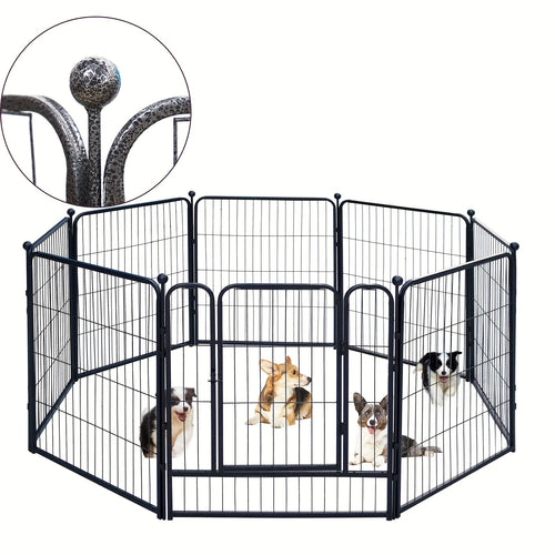 Outdoor Dog Enclosure Fence Panels – 32" Heavy Duty Hammer Design Dog Playpen, Expandable Garden Barrier for Small to Medium Dogs, 8 / 16 / 24 / 32 Panel Options