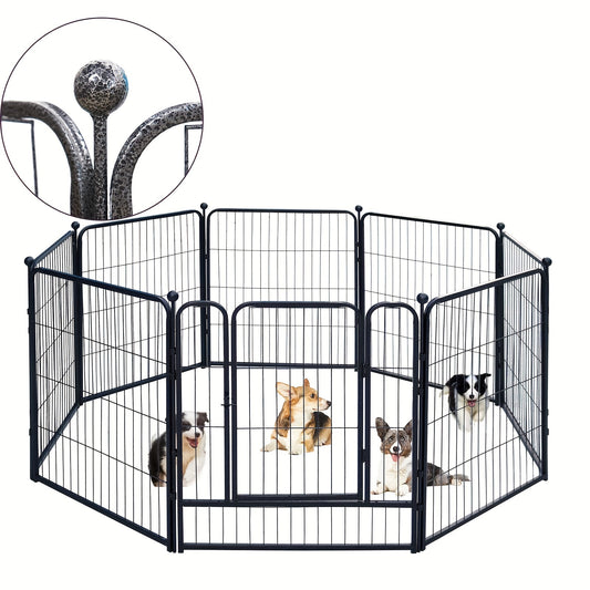 Outdoor Dog Enclosure Fence Panels – 32" Heavy Duty Hammer Design Dog Playpen, Expandable Garden Barrier for Small to Medium Dogs, 8 / 16 / 24 / 32 Panel Options