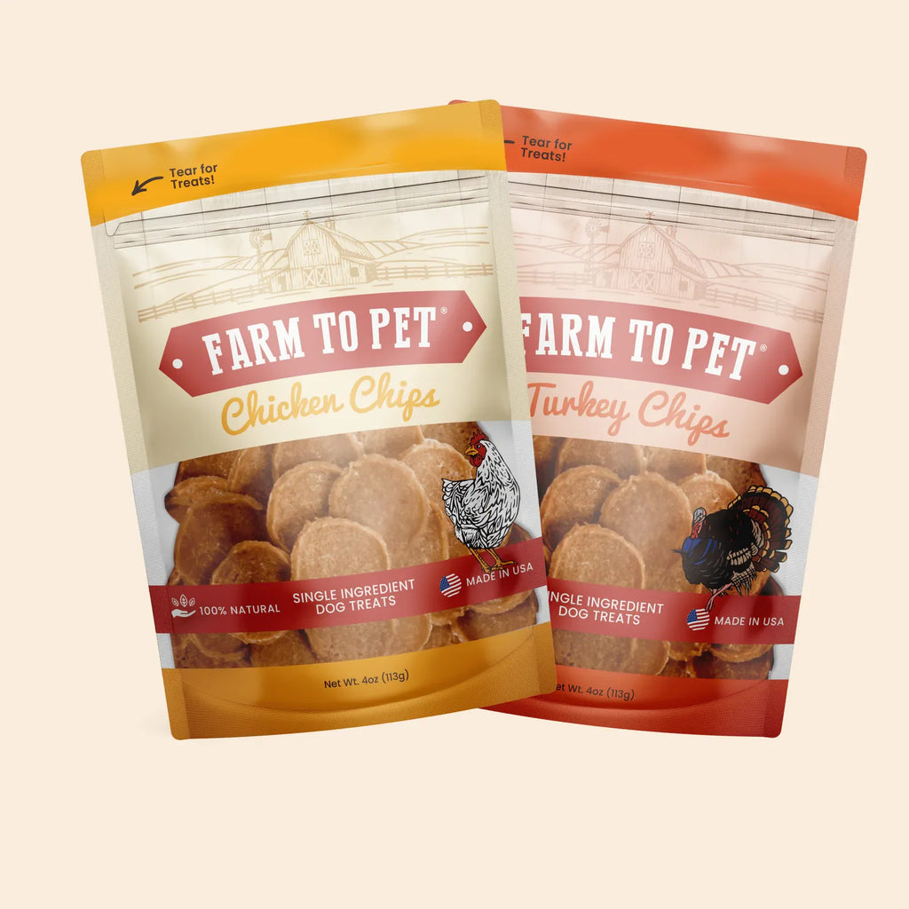 Chicken and Turkey Chip Dog Treat Duo, Standard 4oz Bundle
