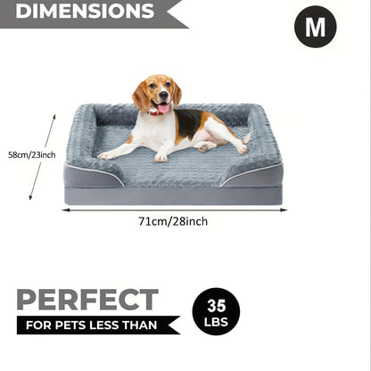 Orthopedic Dog Sofa Bed C-Shape Bolster – Washable Removable Cover, 3-Inch Thick Anti-Anxiety Plush, Nonskid Bottom for Extra Large Dogs, M to XXXL, Grey