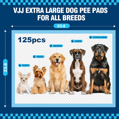 Disposable Dog Pads 24"x24" Bulk Pack - Super Absorbent Leak-Free Puppy Pee Pads with Odor Control for Indoor & Outdoor Use, 50 / 125 / 200 / 300 Count Options