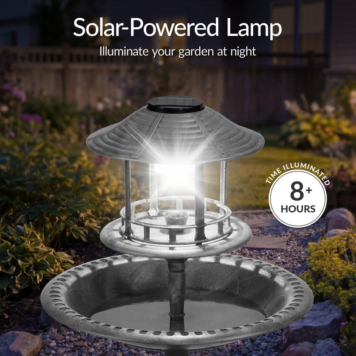 Solar Lighted Pedestal Bird Bath product image 10