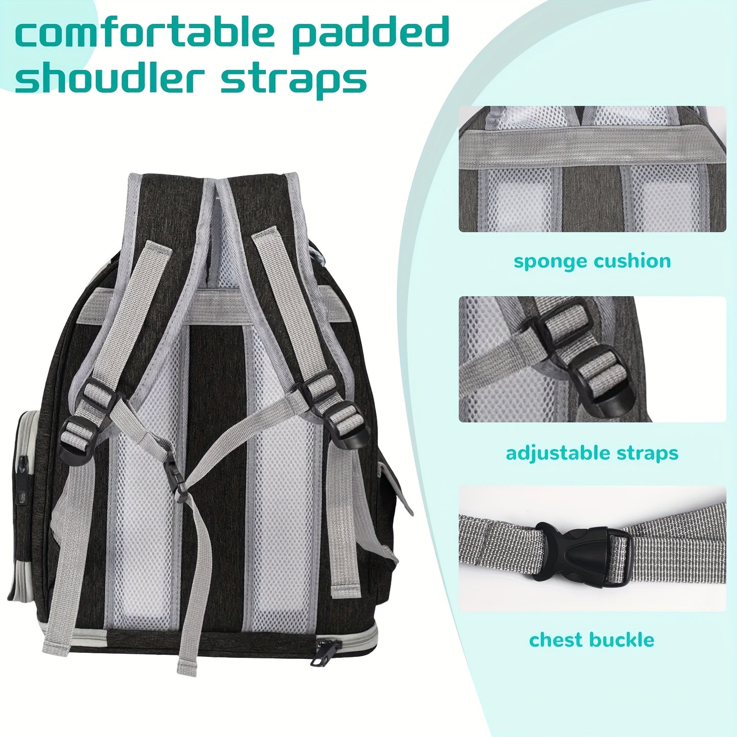 Cat Carrier Backpack Bubble Window Space Capsule Transparent Breathable Travel Bag for Cats & Kittens, Airline Approved Zipper & Pet Door Entry All-Season Cat Backpack, Black Blue Brown Green Gray Pink