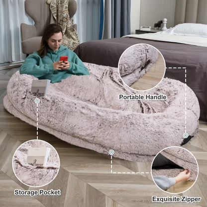Human Dog Bed Extra Large - 70x44x11 Inch Washable Faux Fur Orthopedic Dog Bed for People & Pets, Non-Slip Giant Dog Bed with Removable Cover, Napping Lounger for Adults & Dogs in Multiple Colors