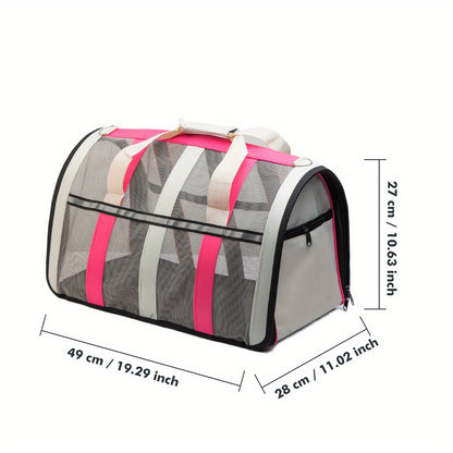 Foldable Pet Carrier Bag Breathable Mesh – Portable Soft Sided Tote for Cats & Small Dogs, Collapsible Travel Handbag, S/M/L, 7 Colors – Ideal for Vet Visits & Outdoor Trips