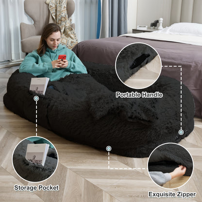 Human Dog Bed Extra Large - 70x44x11 Inch Washable Faux Fur Orthopedic Dog Bed for People & Pets, Non-Slip Giant Dog Bed with Removable Cover, Napping Lounger for Adults & Dogs in Multiple Colors