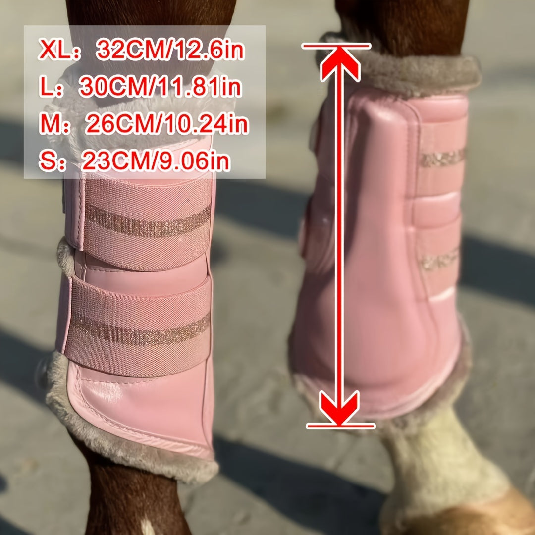 1 Pair EquiStar Horse Leg Protection Wraps - Breathable Mesh & Faux Leather, Quick-Fit for Training & Jumping, Impact Absorbing, Faux Leather, Sizes XL/L/M, for Horses, Without Battery