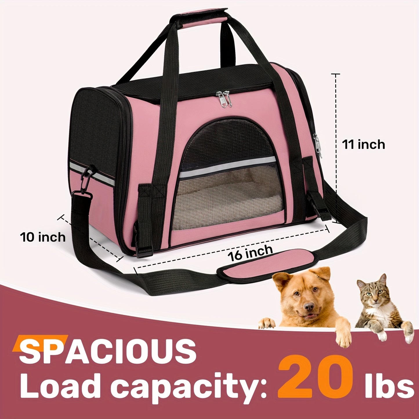 Foldable Cat Carrier Backpack | Airline Approved Collapsible Pet Travel Bag for Cats & Dogs, Spacious Ventilated Design, Anti-Escape Secure Zipper, Car-Friendly Breathable Cage, 6 Colors Available