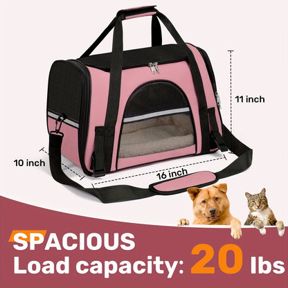 Foldable Cat Carrier Backpack | Airline Approved Collapsible Pet Travel Bag for Cats & Dogs, Spacious Ventilated Design, Anti-Escape Secure Zipper, Car-Friendly Breathable Cage, 6 Colors Available