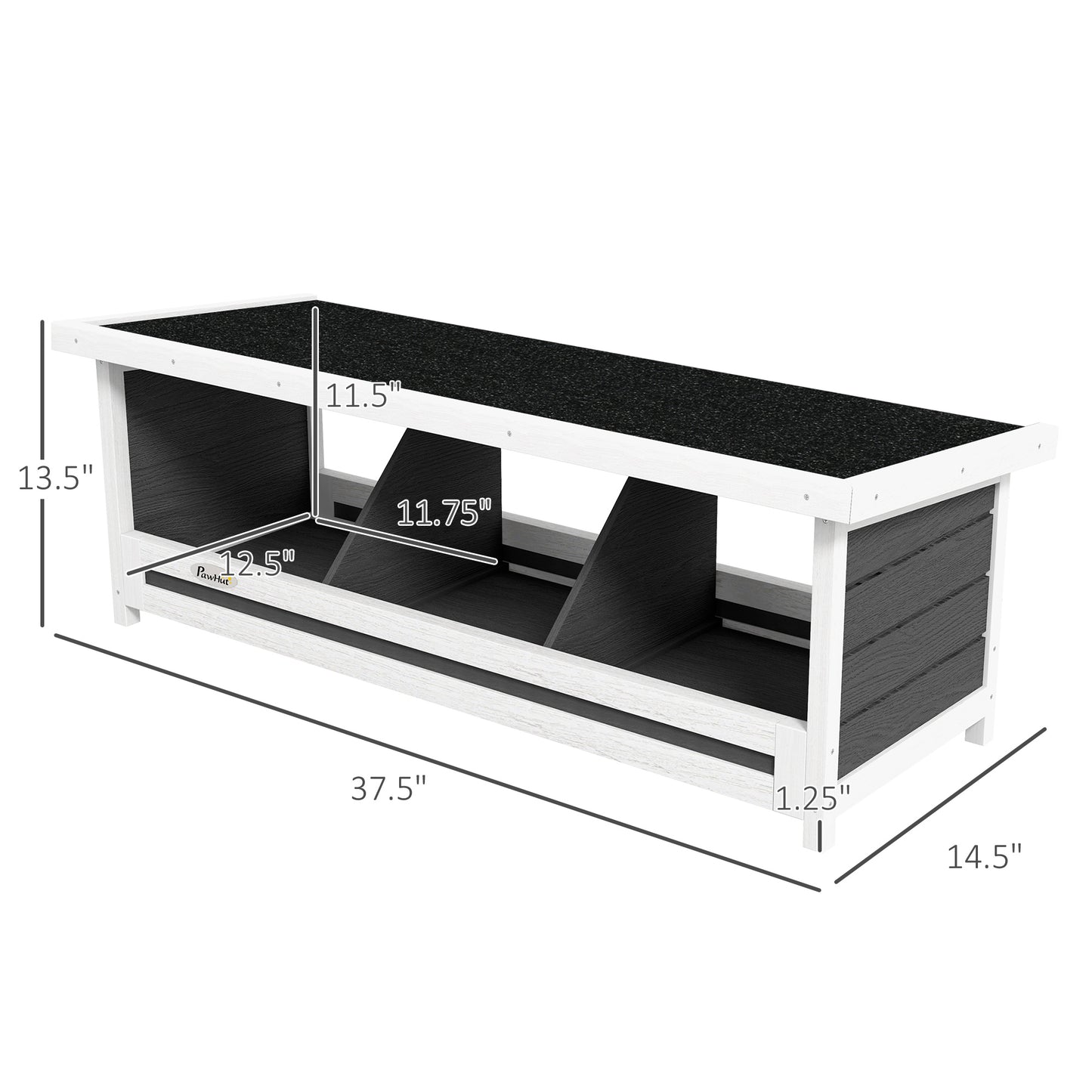 Chicken Nesting Box 3 Hole Wood Laying Box with Asphalt Roof for Hens, Indoor Outdoor Chicken Coop Nesting Boxes Fits Up to 3 Chickens, 37.5" L Weather-Resistant Fir Wood Hen House, Gray