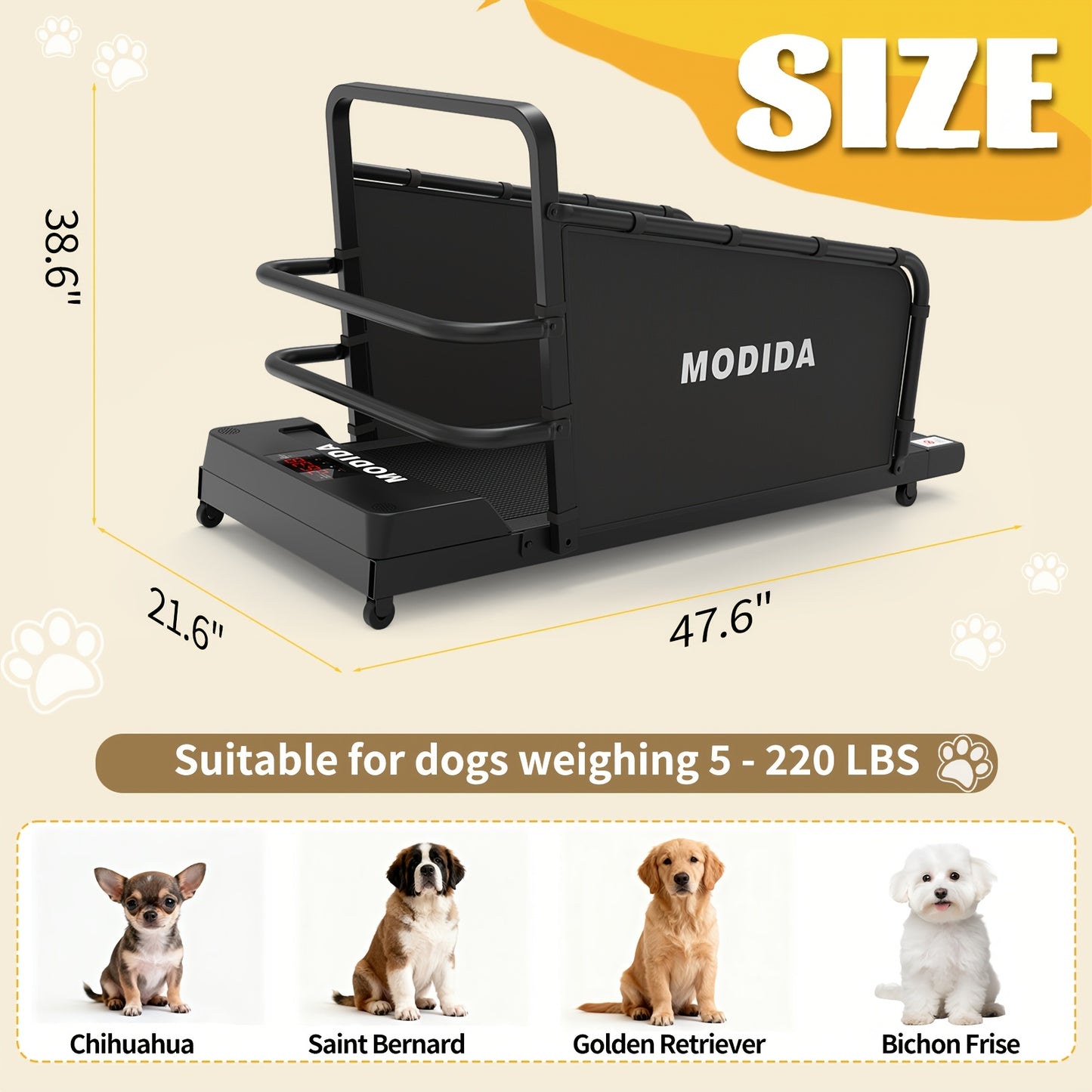 Dog Treadmill – Adjustable Speed Indoor Pet Exercise Running Machine with LED Display, Quiet Motor for Home Use, Tracks Time Distance & Calories
