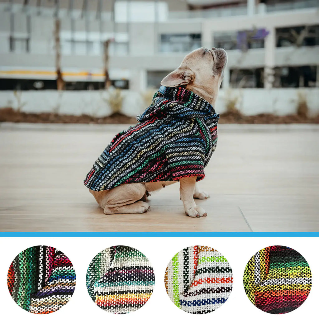 Dog Baja Poncho Handmade from Recycled Fibers for Cozy Mystery-Color Comfort After Outdoor Adventures, Fun / 1 (under 5 lbs)