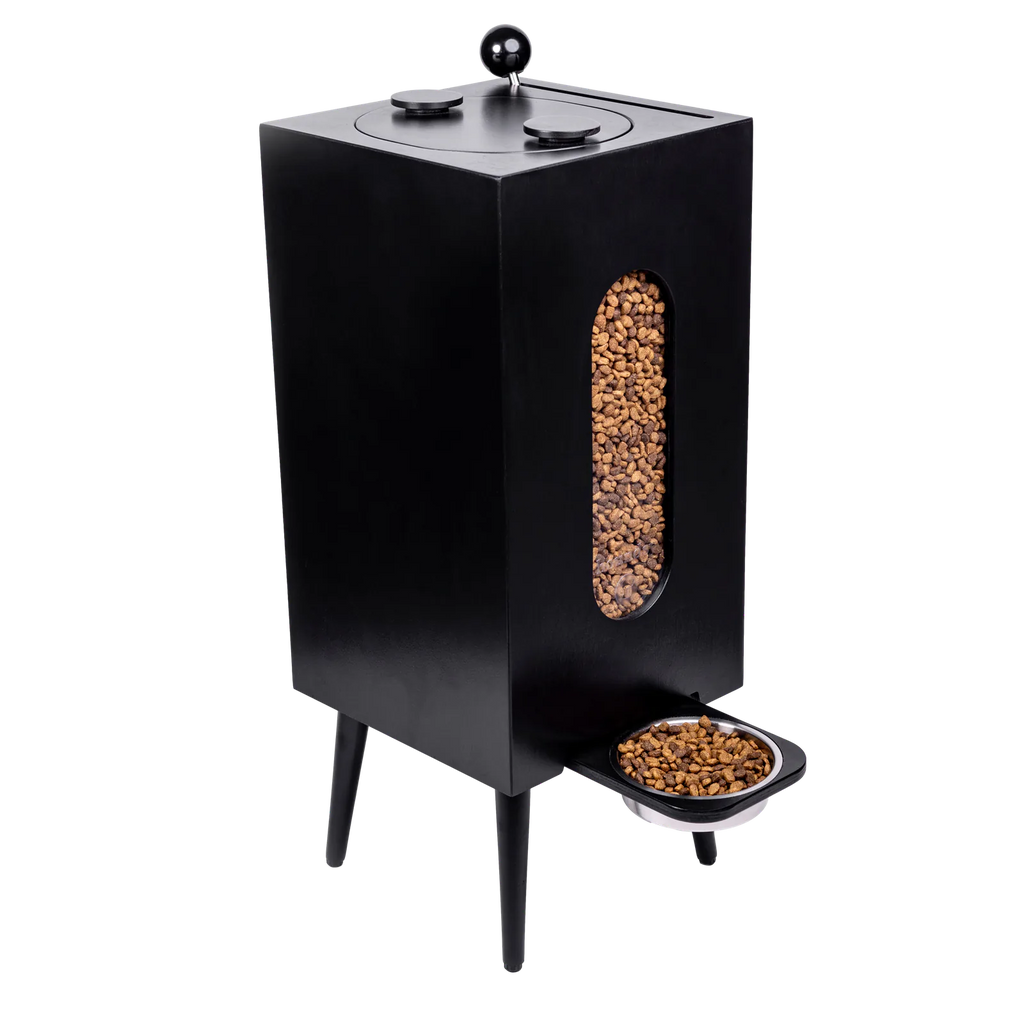 Dog food storage dispenser with mid century feeder styling, product image 10