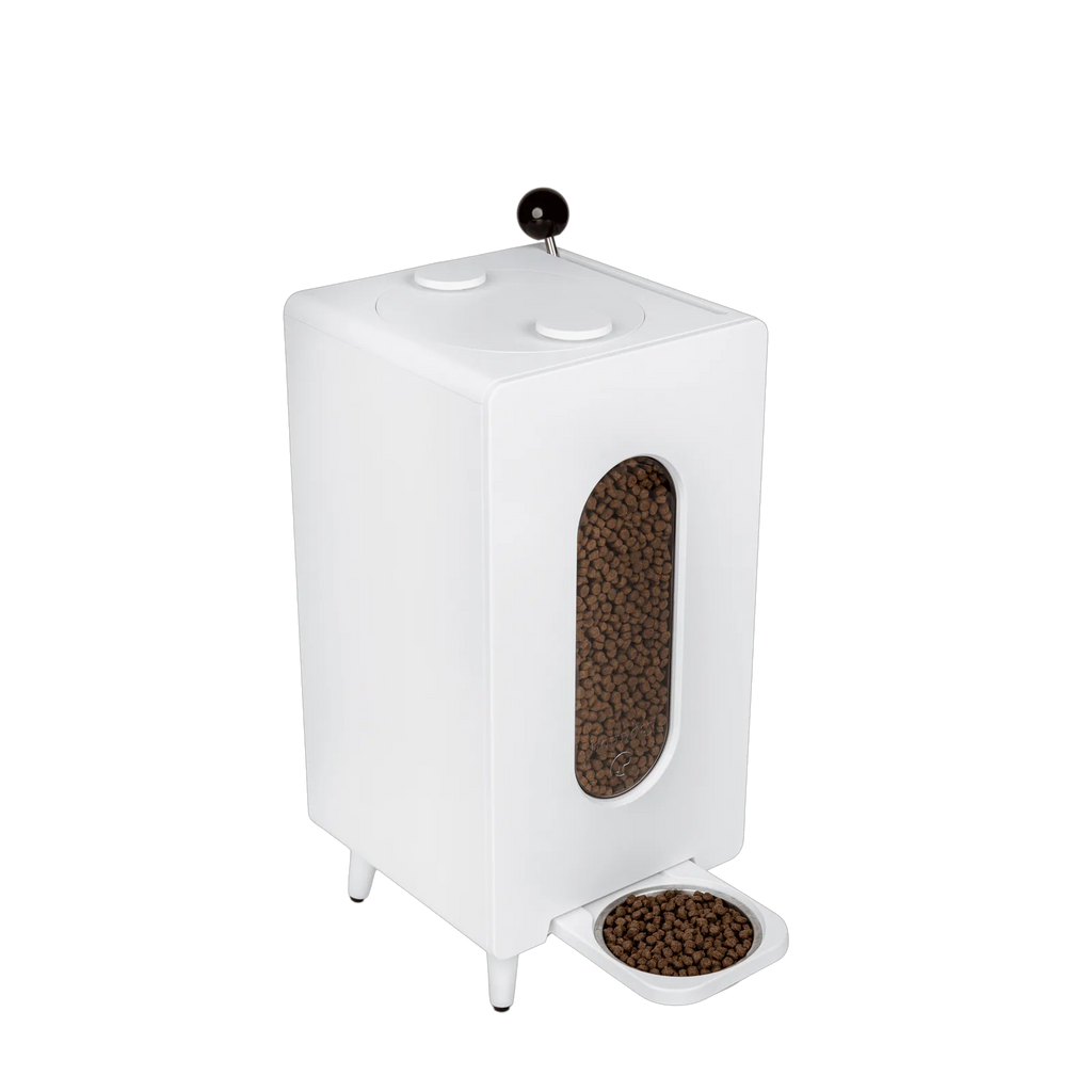 Dog food storage dispenser with mid century feeder styling, product image 17