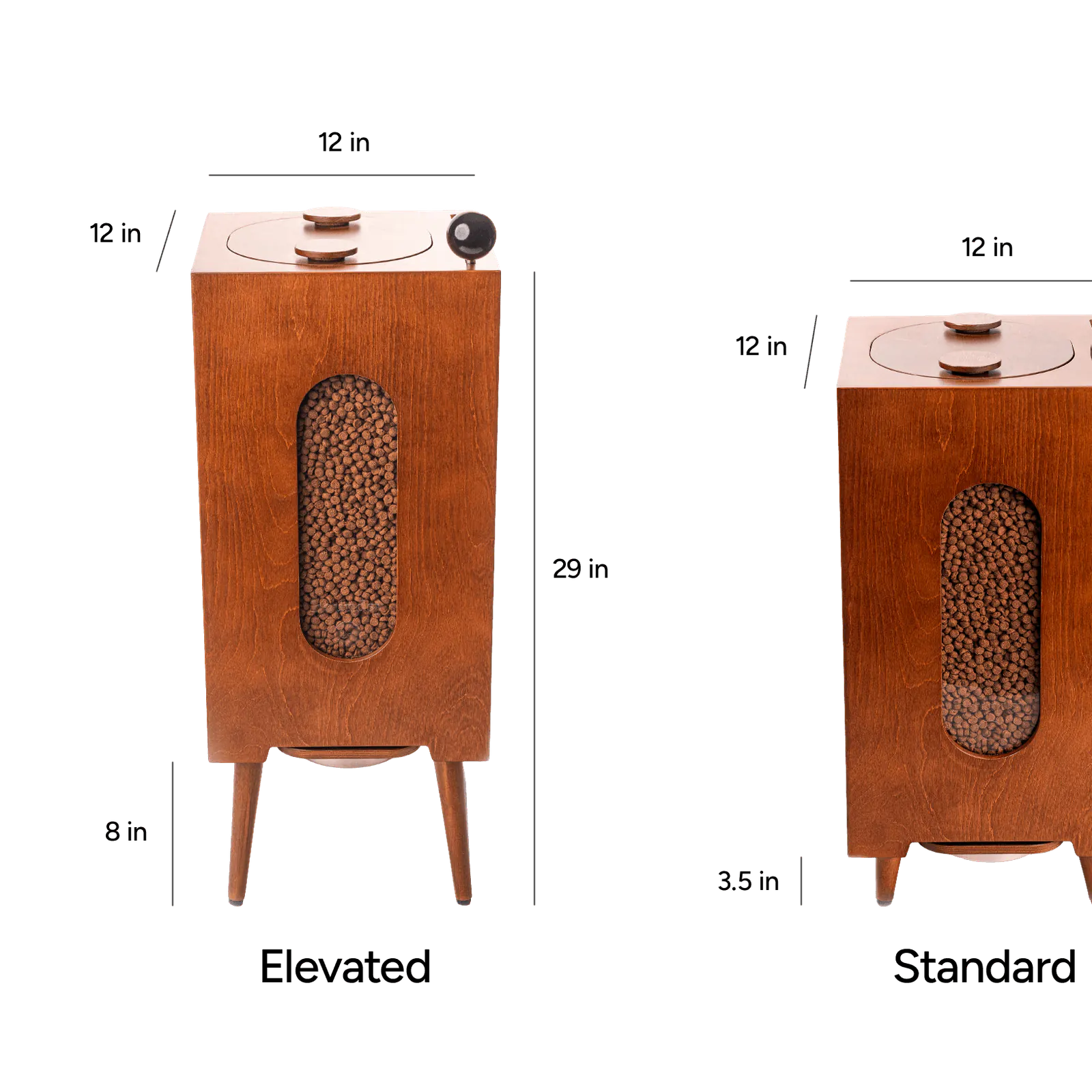 Dog food storage dispenser with mid century feeder styling, product image 26