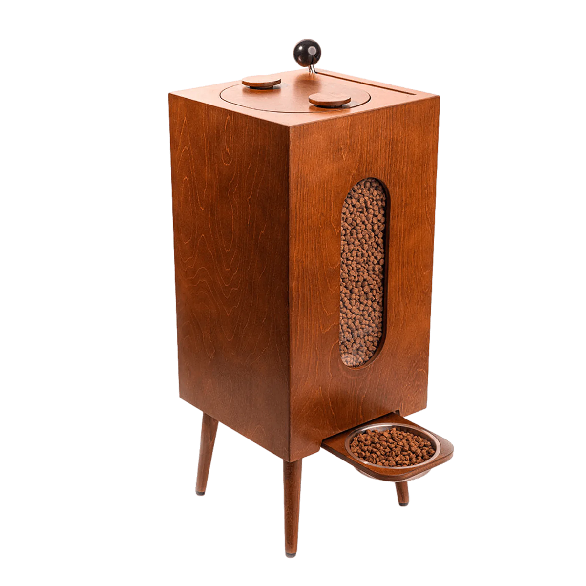 Dog food storage dispenser with mid century feeder styling, product image 30