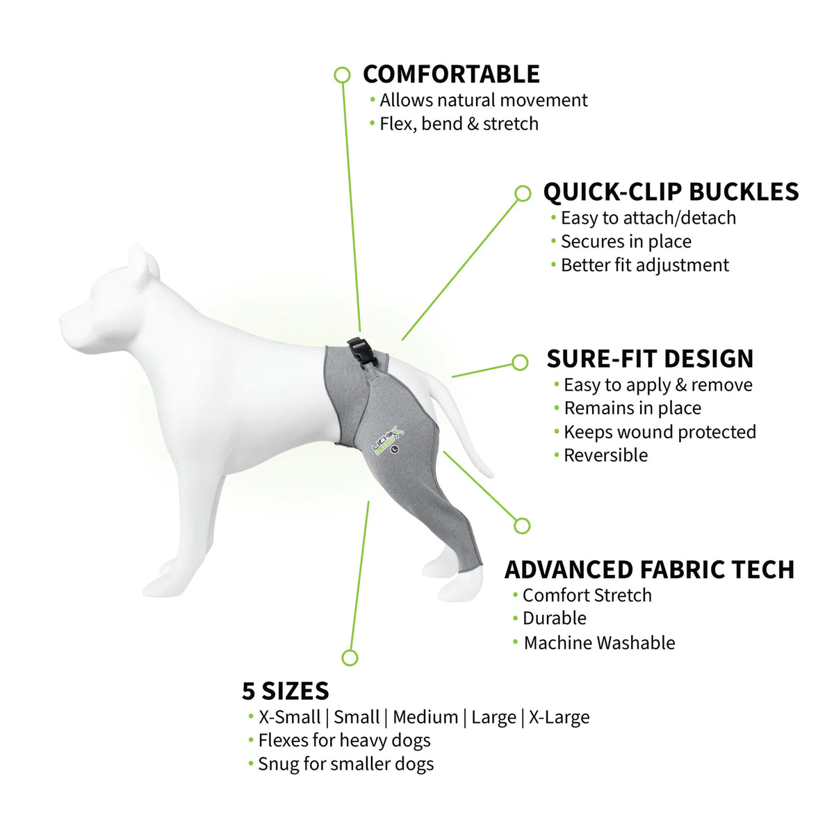 Dog recovery leg sleeve for rear leg protection, product image 10