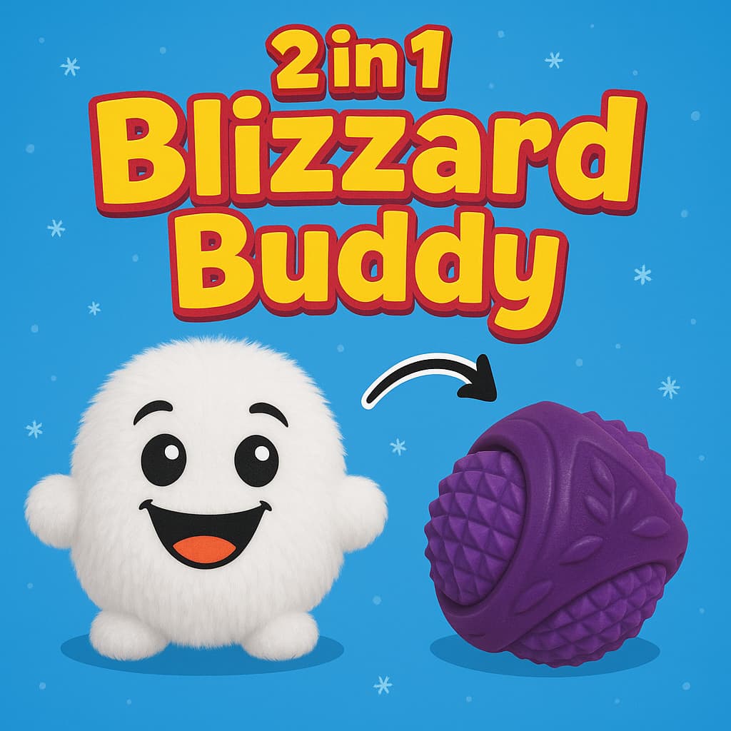 Dog Toy 2-in-1 Blizzard Buddy Rippable Plush Snow Pal with Durable Rubber Surprise for Chew and Rip Play