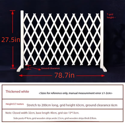 Dog Gate Folding Wooden - Thickened Natural Wood Grain Pet Barrier for Stairs Doorway & Home Entrance, Expandable Mesh Fence for Dogs & Puppies, 27.56 & 35.43 Inch Height Options in Carbonized & White