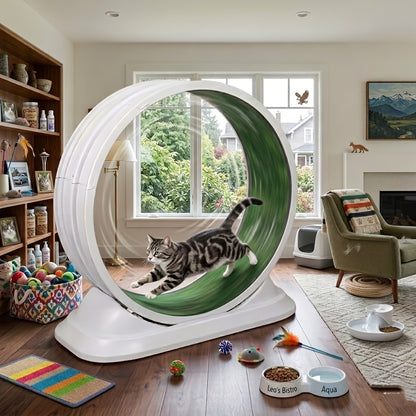 Cat Treadmill Indoor Exercise Wheel Durable Plastic Running Wheel for Indoor Cats All Breeds No Battery Needed Silent Spinner Cat Fitness Toy XXL Green Grey